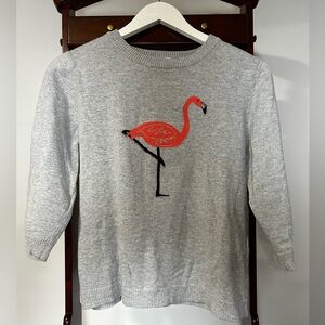 Christopher & Banks Gray Sweater with Flamingo Women’s Petite Medium